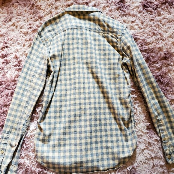 GAP 1969 Blue and Khaki Plaid Button Down - Picture 3 of 3